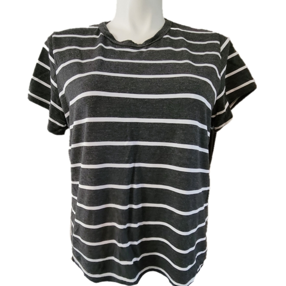 Striped Gray and White Women's Top Size XXL